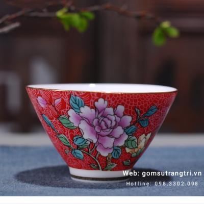 Bộ chén hoa mẫu đơn 6 mầu